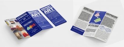 Folding pamphlet on white backdrop