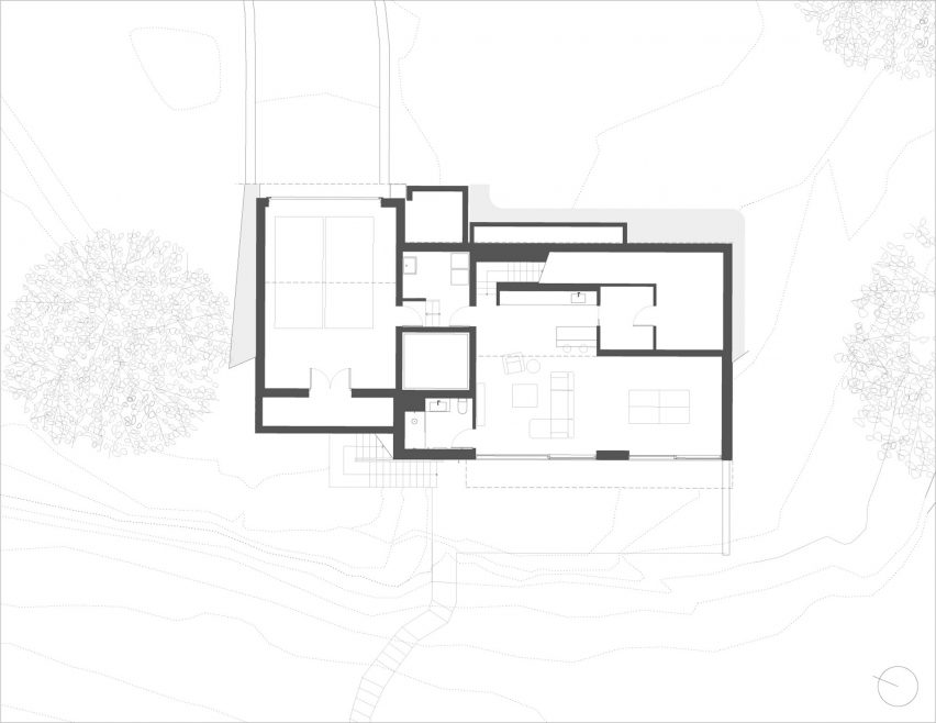 First floor plan of the lake house in Connecticut by Worrell Yeung