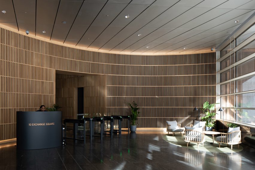 Oak pavilion inside Coffey Architects building
