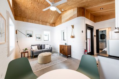 Interiors of a house with a wooden ceiling