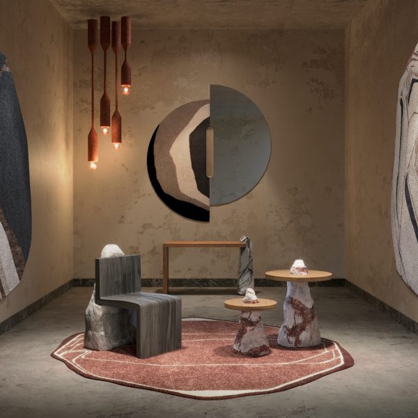 Photo of an installation with furniture, textiles and lighting