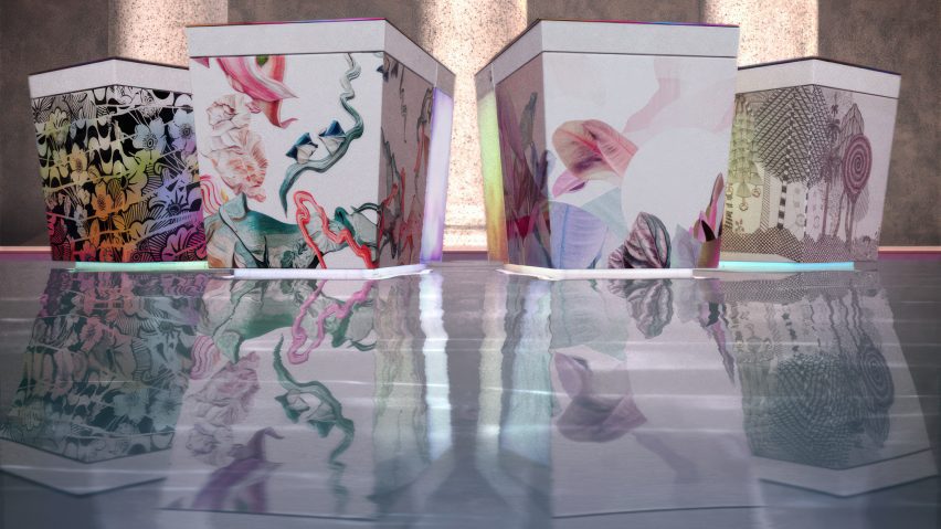 Abstract image of printed boxes