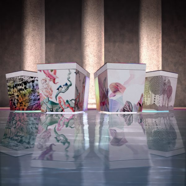 Abstract image of printed boxes