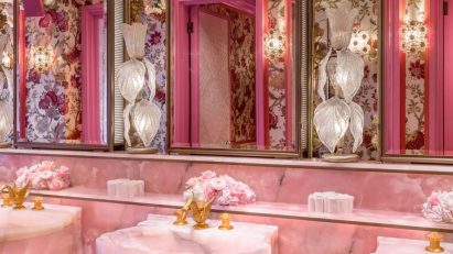 Pink bathroom inside Annabel's members club