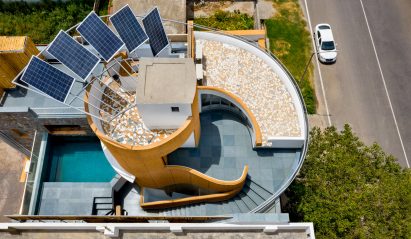 Roof with solar panels
