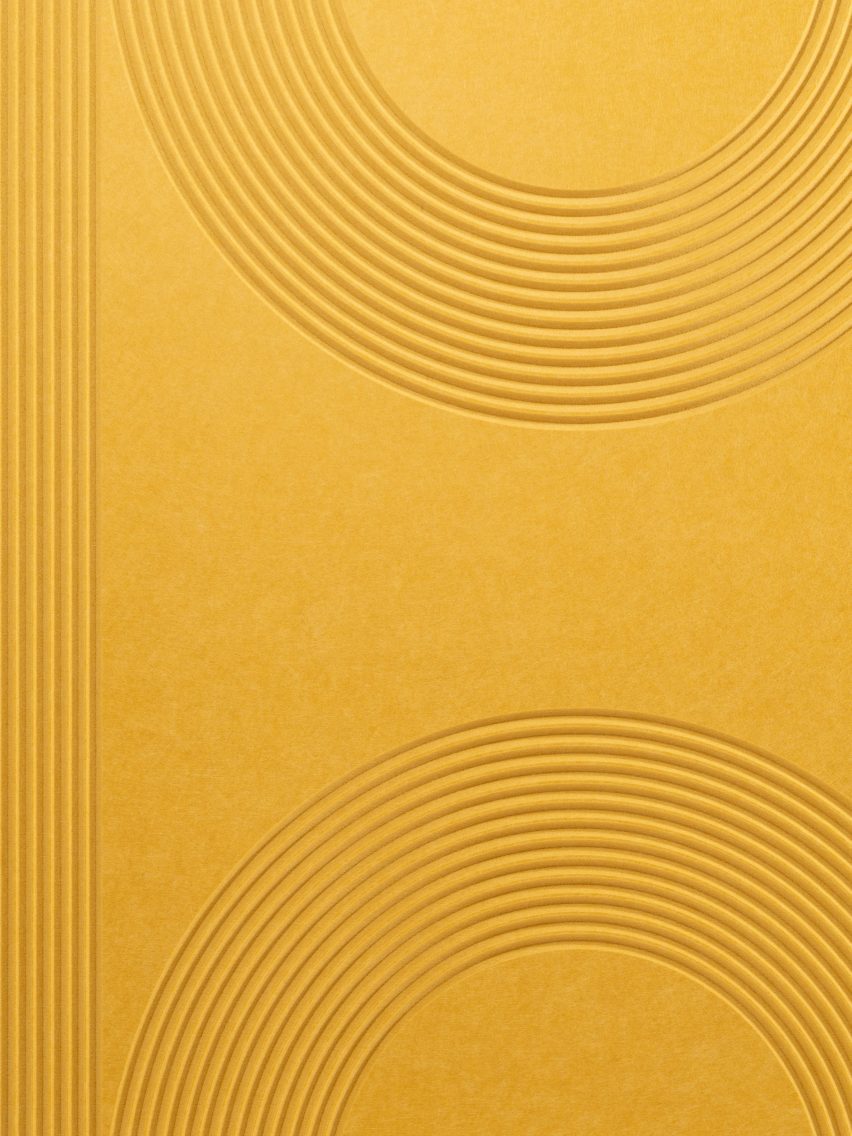 Close-up of acoustic panel in a yellow hue