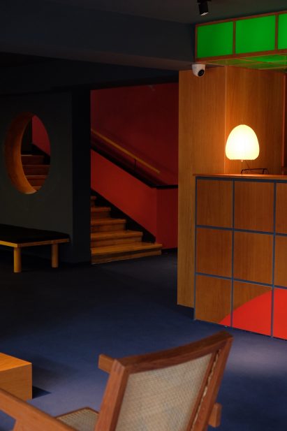 A hallway interior inside a hotel