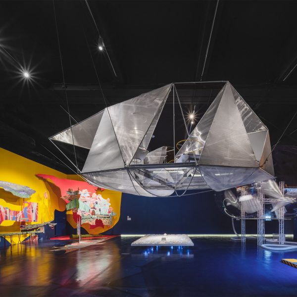 Blueprint Beijing exhibition with hanging installations