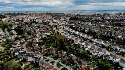 Aerial shot of British houses