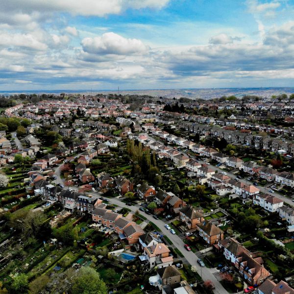 Aerial shot of British houses