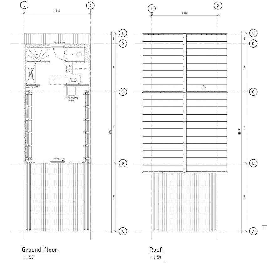 Floor plan of Cabin Anna in the Netherlands by Caspar Schols