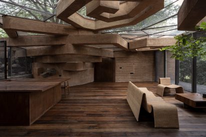Interior of Indian home with glass roof