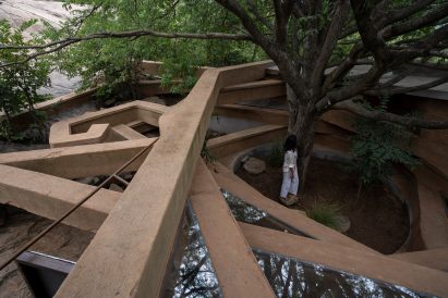 Angular walls of Chuzhi house in India