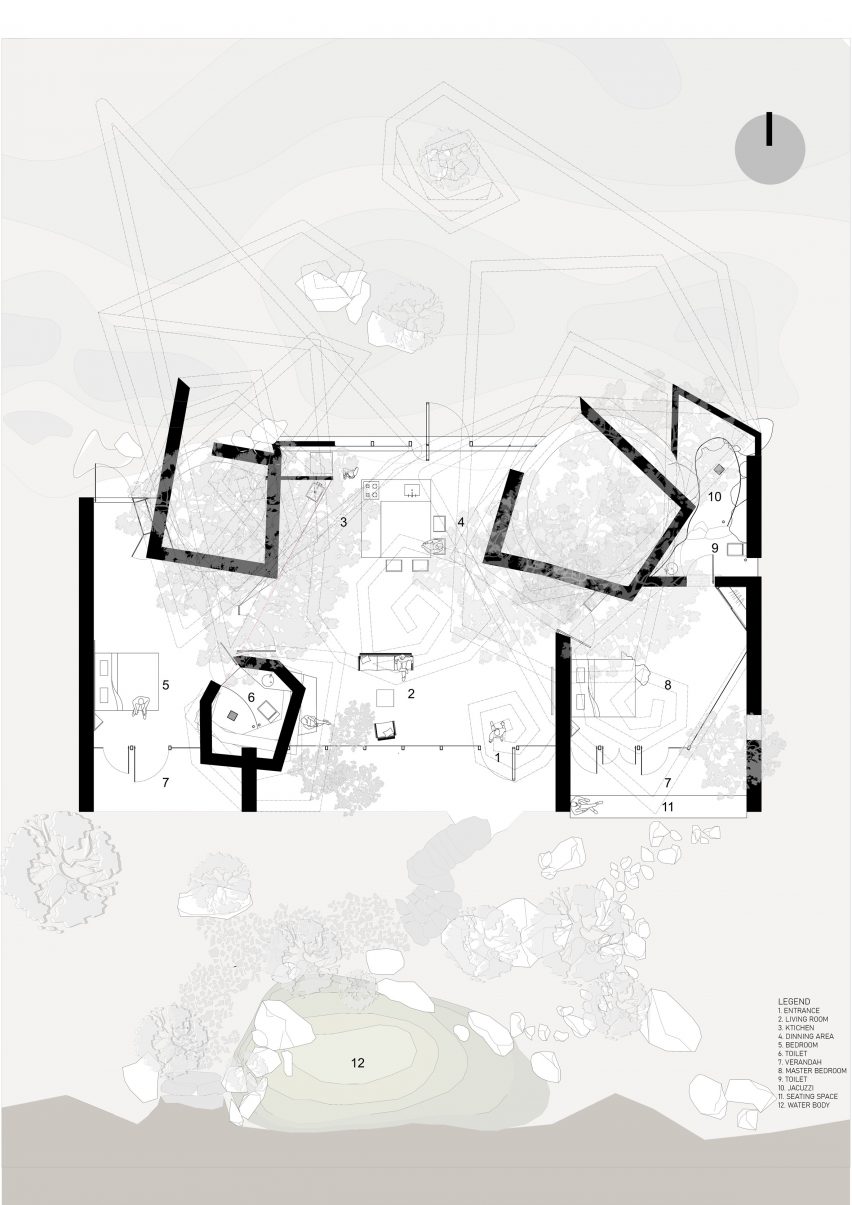 Floor plan of Chuzhi house in India by Wallmakers