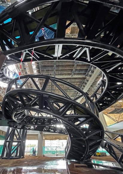 Detail of spiral staircase at Fenix Museum by MAD