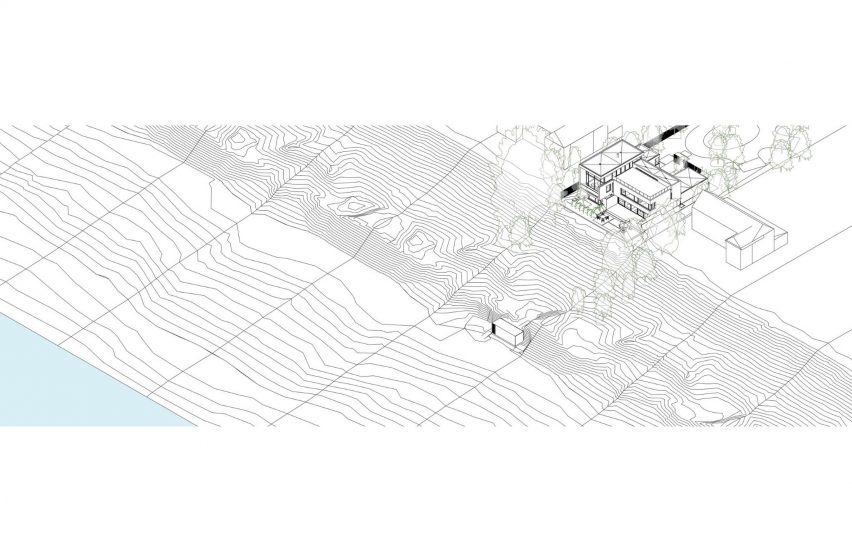 Isometric site plan of Lake House by DMAC