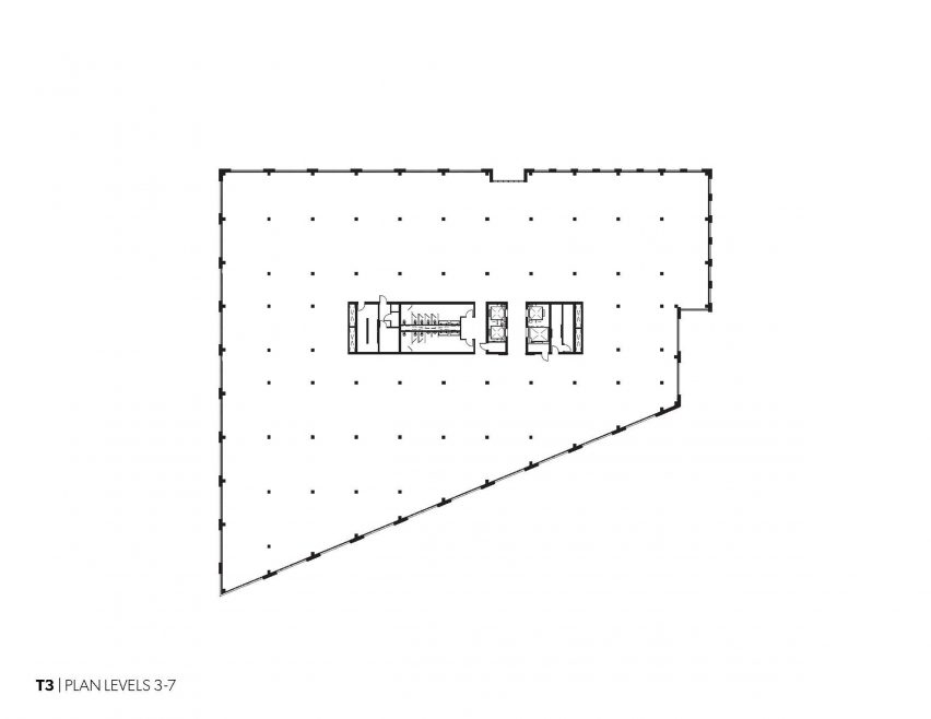 Level three to seven floor plan of T3 by Michael Green Architecture