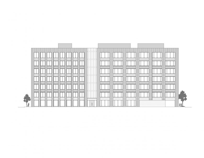 Elevation drawing of T3 by Michael Green Architecture