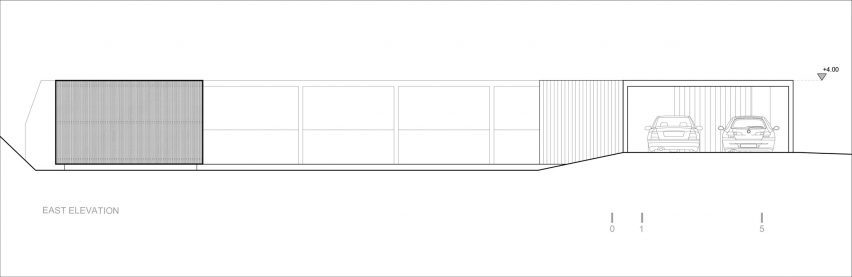 Elevation drawing of Casa Ferran by ERRE Arquitectos