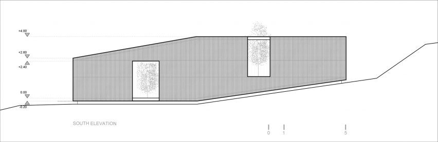 Elevation drawing of Casa Ferran by ERRE Arquitectos
