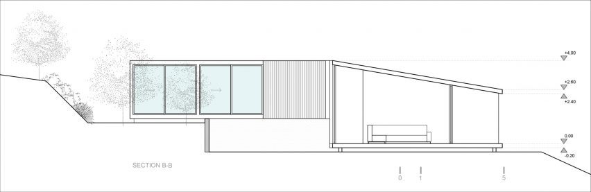 Section drawing of Casa Ferran by ERRE Arquitectos