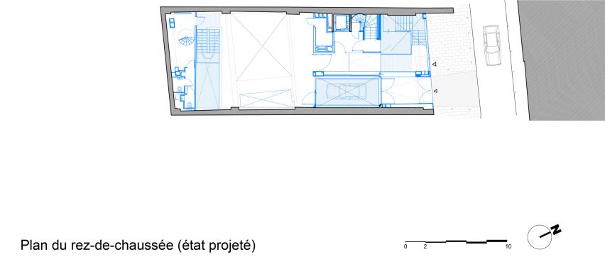 Floor plan of the block of flats and offices in Paris by Moussafir Architectes
