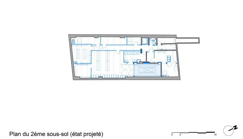 Floor plan of the block of flats and offices in Paris by Moussafir Architectes