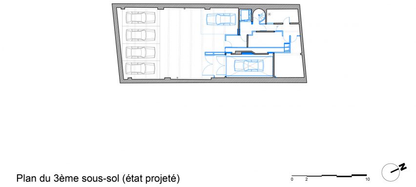 Floor plan of the block of flats and offices in Paris by Moussafir Architectes