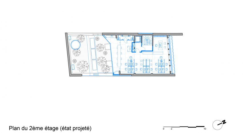 Floor plan of the block of flats and offices in Paris by Moussafir Architectes