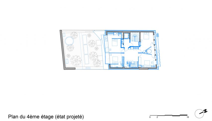 Floor plan of the block of flats and offices in Paris by Moussafir Architectes