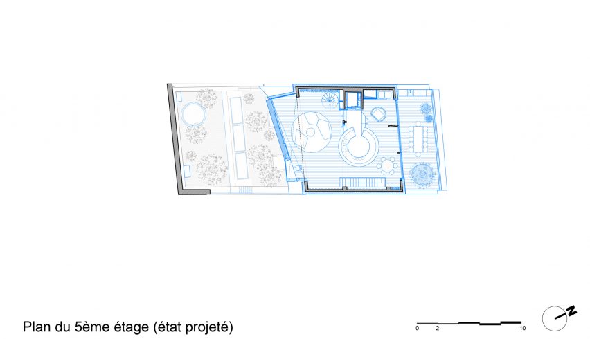 Floor plan of the block of flats and offices in Paris by Moussafir Architectes