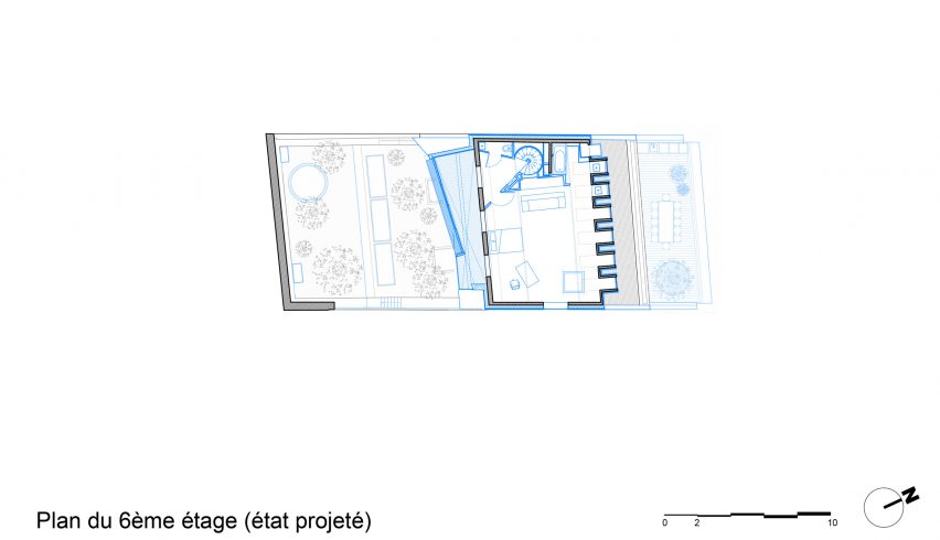 Floor plan of the block of flats and offices in Paris by Moussafir Architectes