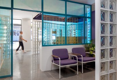 Dichroic glass partition
