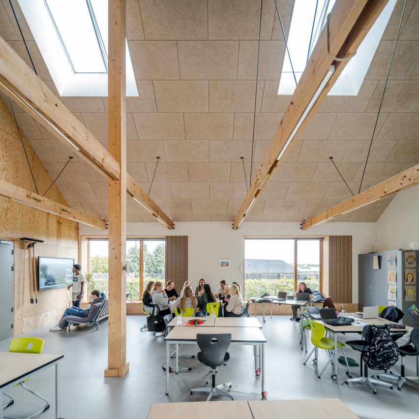 Interior of Feldballe School extension by Henning Larsen Architects
