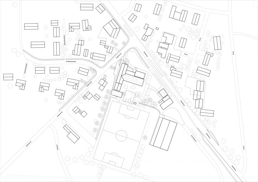 Site plan of Feldballe School extension by Henning Larsen Architects