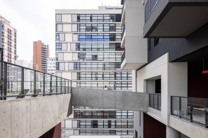 Walkway over atrium in Sao Paulo