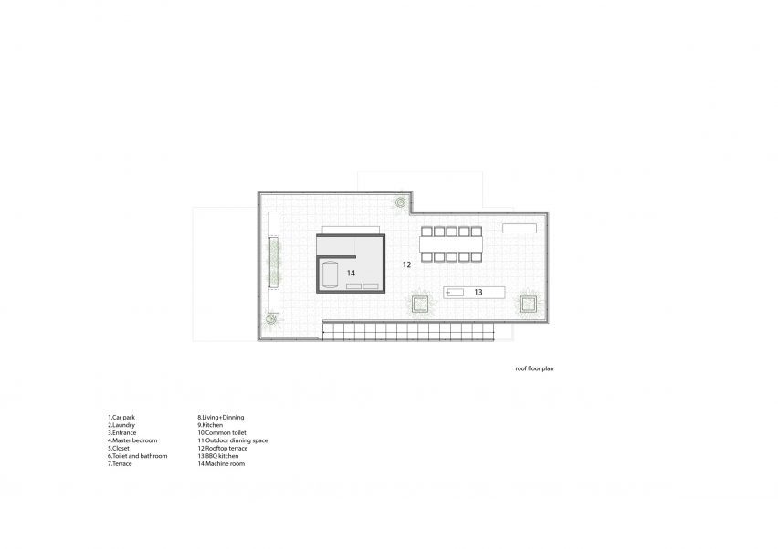 Roof plan of Floating House in Vietnam by SDA