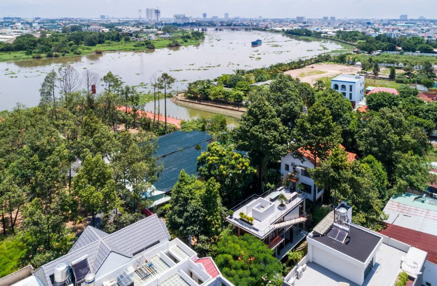 Exterior of Floating House in Vietnam by SDA