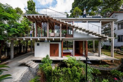 Exterior of Floating House in Vietnam by SDA