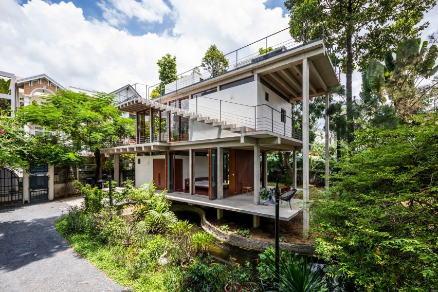 Exterior of Floating House in Vietnam by SDA