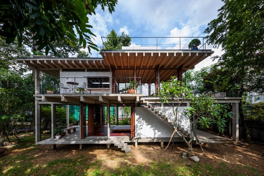 Exterior of Floating House in Vietnam by SDA