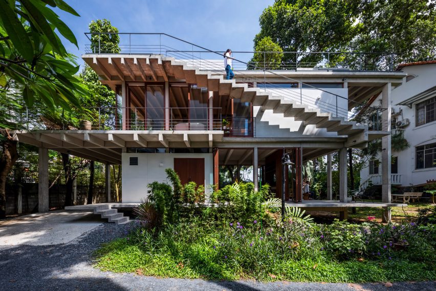 Exterior of Floating House in Vietnam by SDA