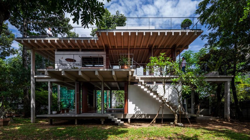 Exterior of Floating House in Vietnam by SDA