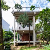 Exterior of Floating House in Vietnam by SDA