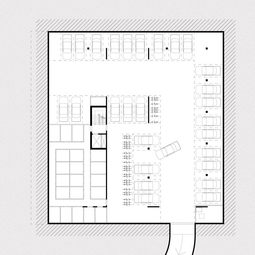 Basement floor plan of Forest Bath housing in Eindhoven by GAAGA