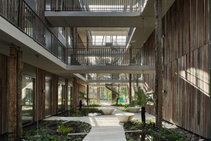 Green passage through Forest Bath housing in Eindhoven by GAAGA