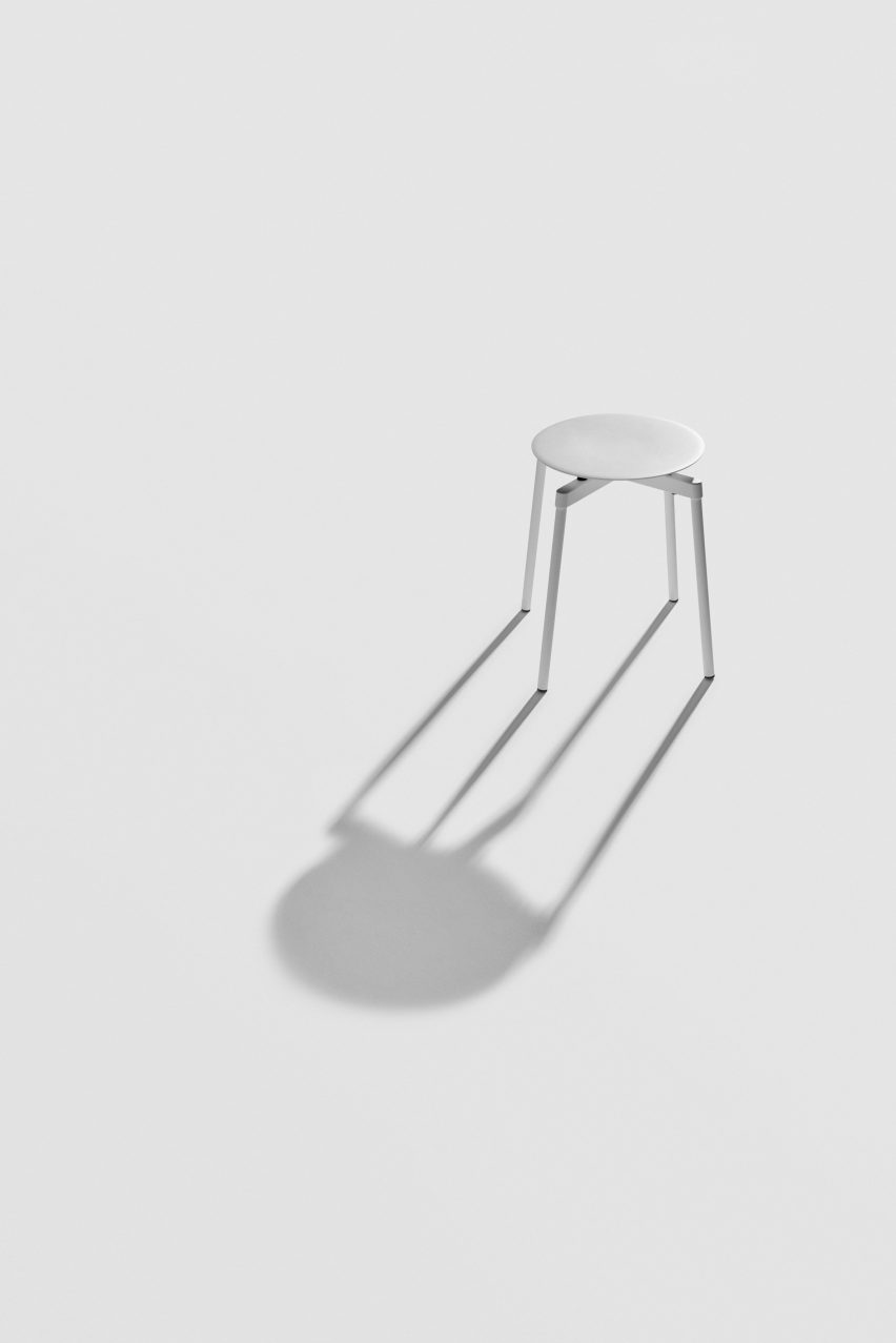 White Fromme stool on a white backdrop