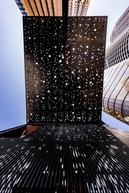 Black perforated-steel canopy