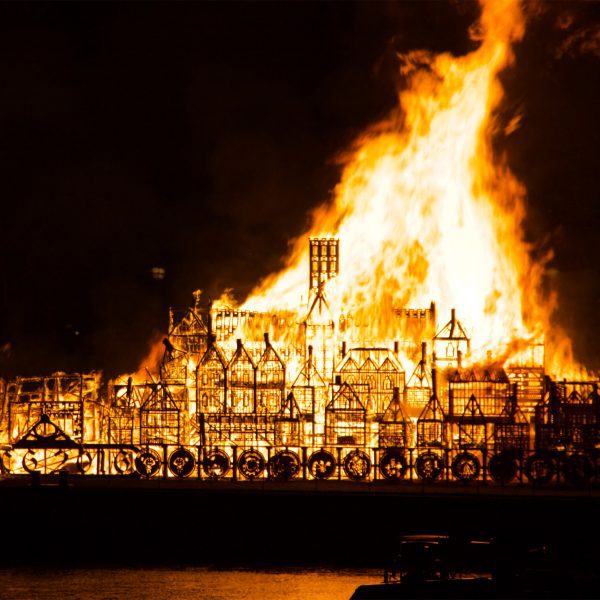 Great Fire of London reenactment