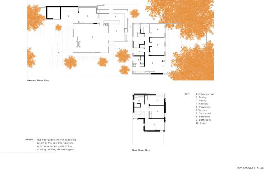 Floor plan of Hampstead House renovation by Coppin Dockray in London